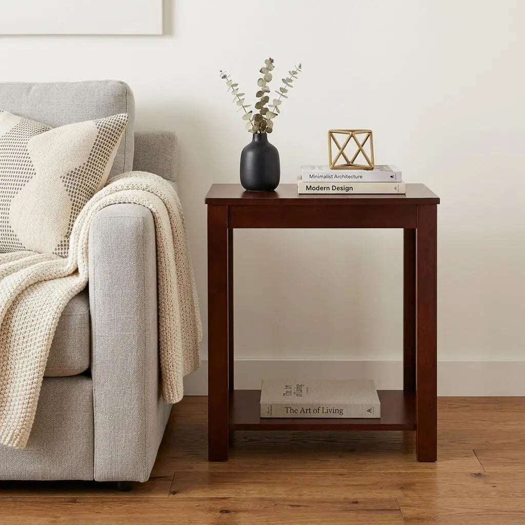 24" Brown End Table With Shelf Homeroots Living Room
