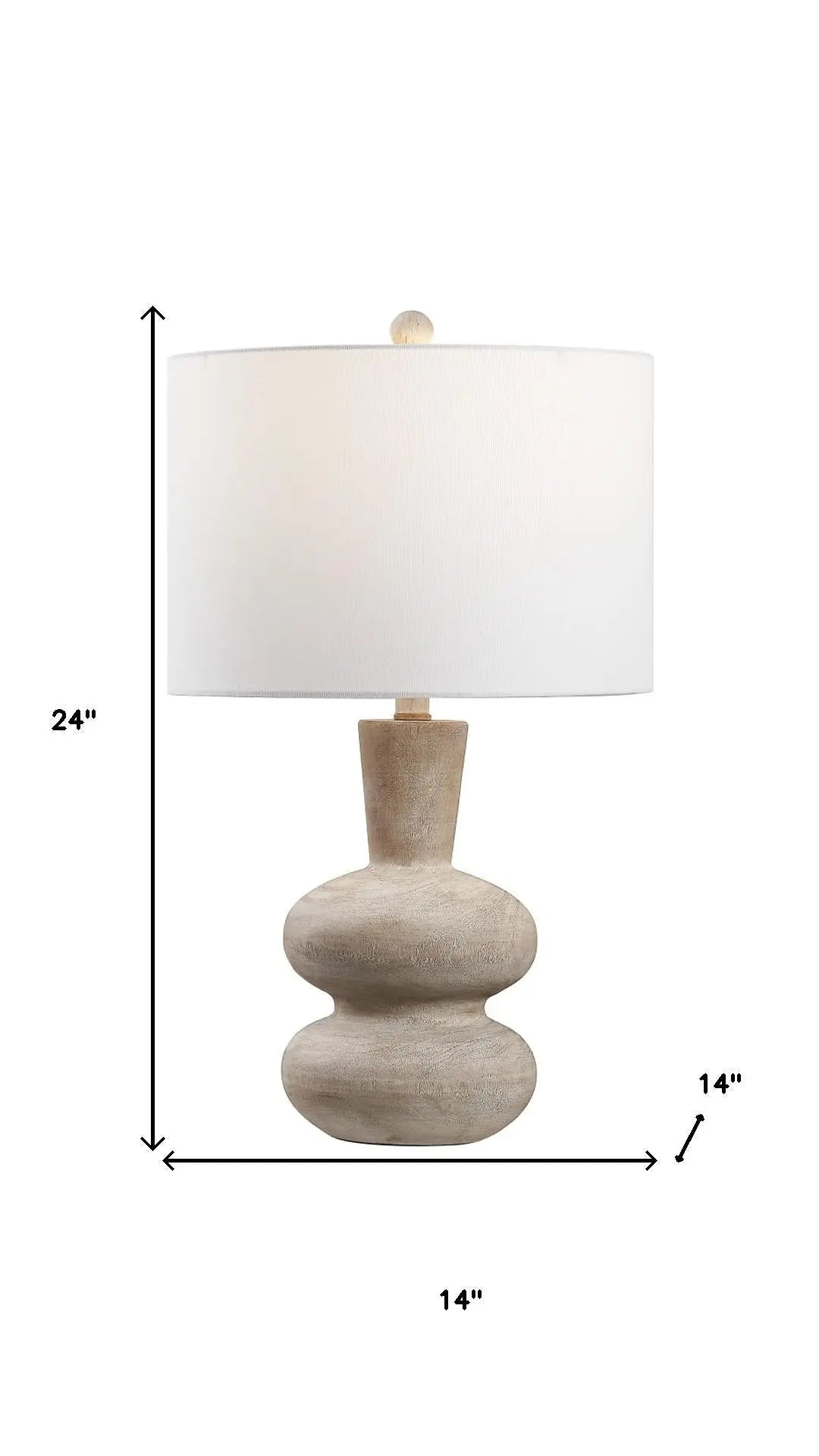 24" Brown Gourd Table Lamp With Drum Shade Homeroots Lighting