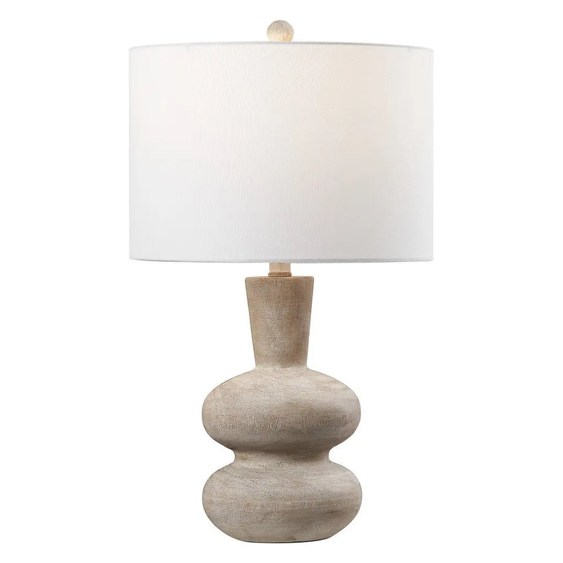 24" Brown Gourd Table Lamp With Drum Shade Homeroots Lighting