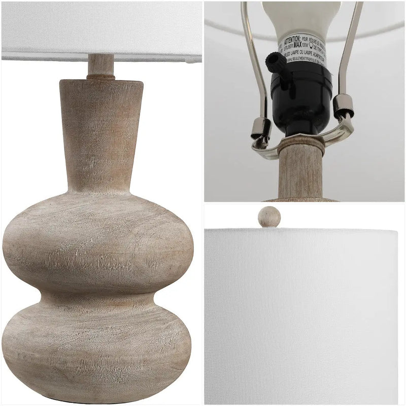 24" Brown Gourd Table Lamp With Drum Shade Homeroots Lighting