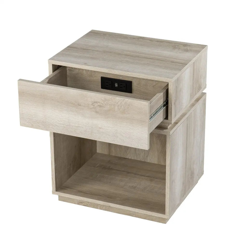 24" Brown Manufactured Wood Rectangular End Table With Drawer With Shelf Homeroots Living Room