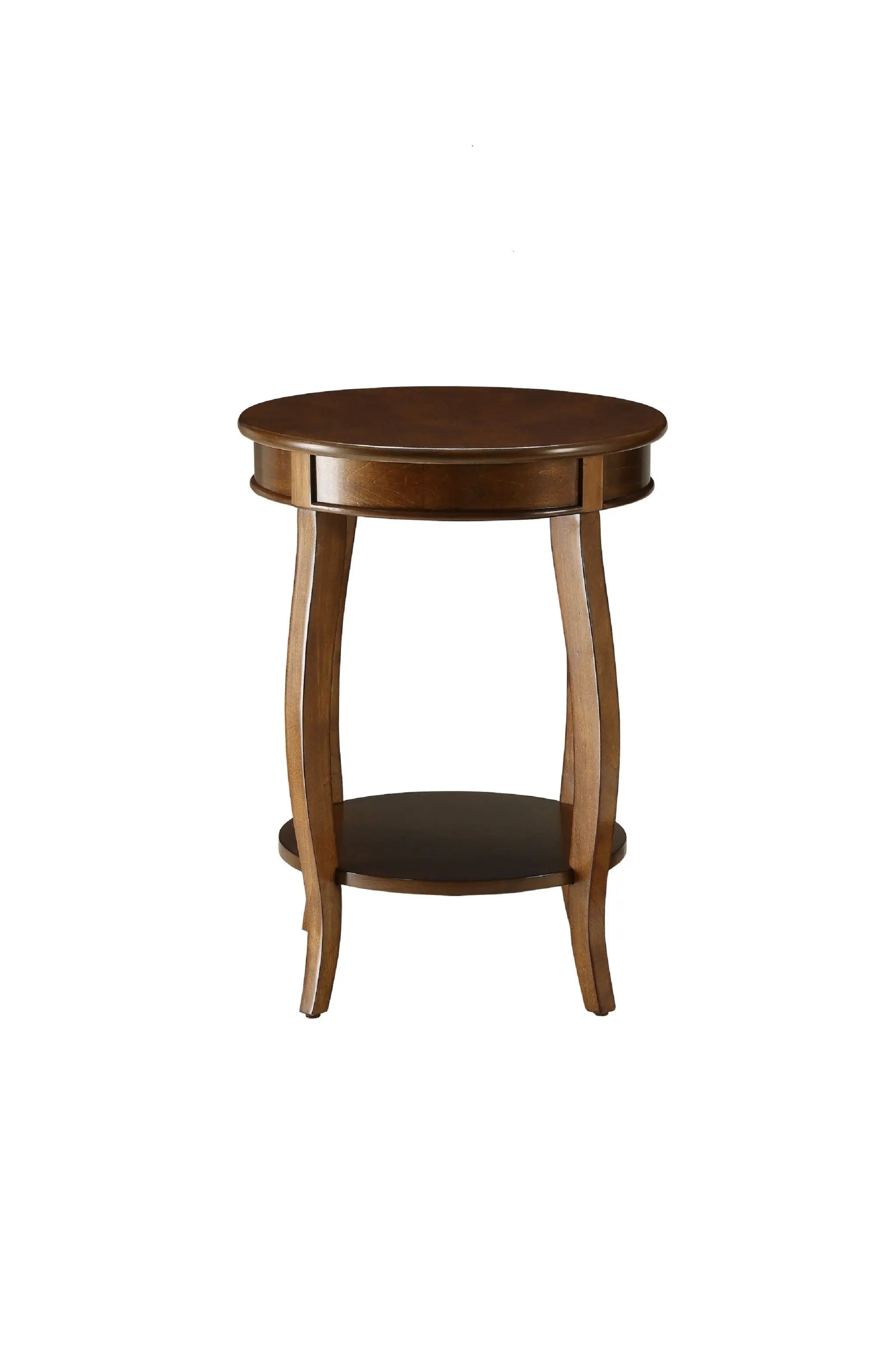 24" Brown Solid Wood Round End Table With Shelf Homeroots Living Room