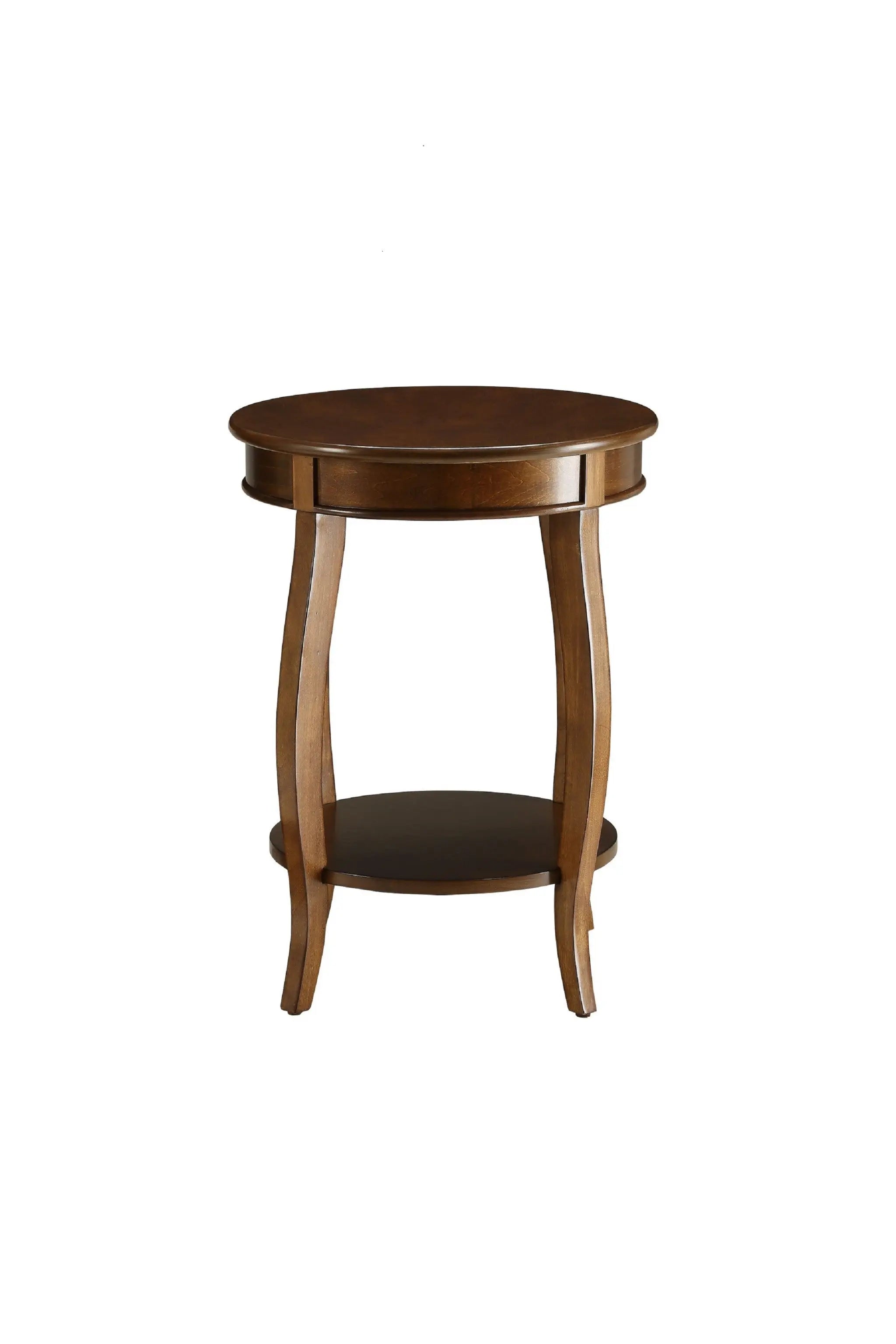 24" Brown Solid Wood Round End Table With Shelf Homeroots Living Room