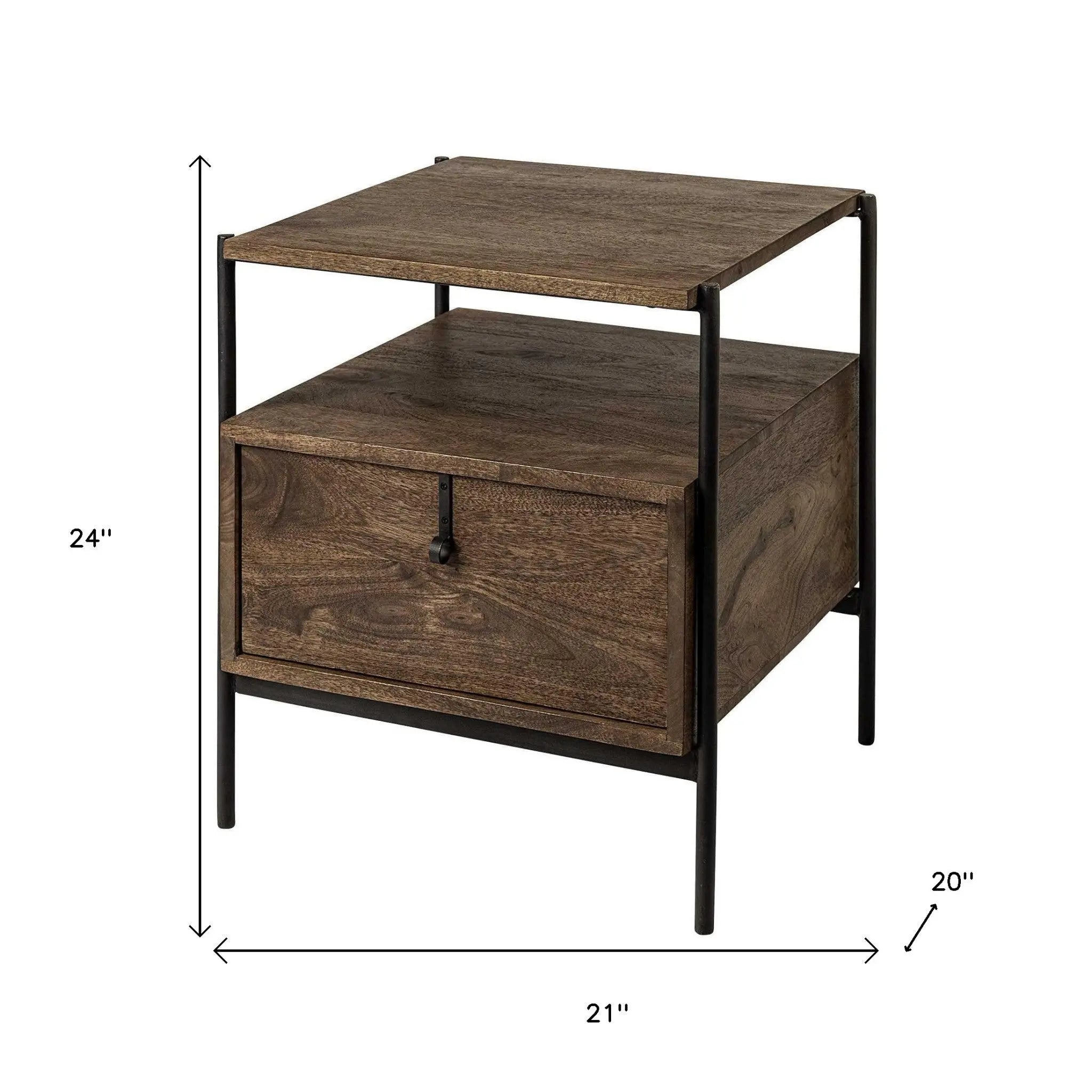 24" Brown Solid Wood Square End Table Homeroots Living Room