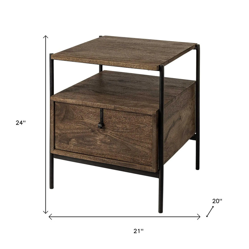 24" Brown Solid Wood Square End Table Homeroots Living Room