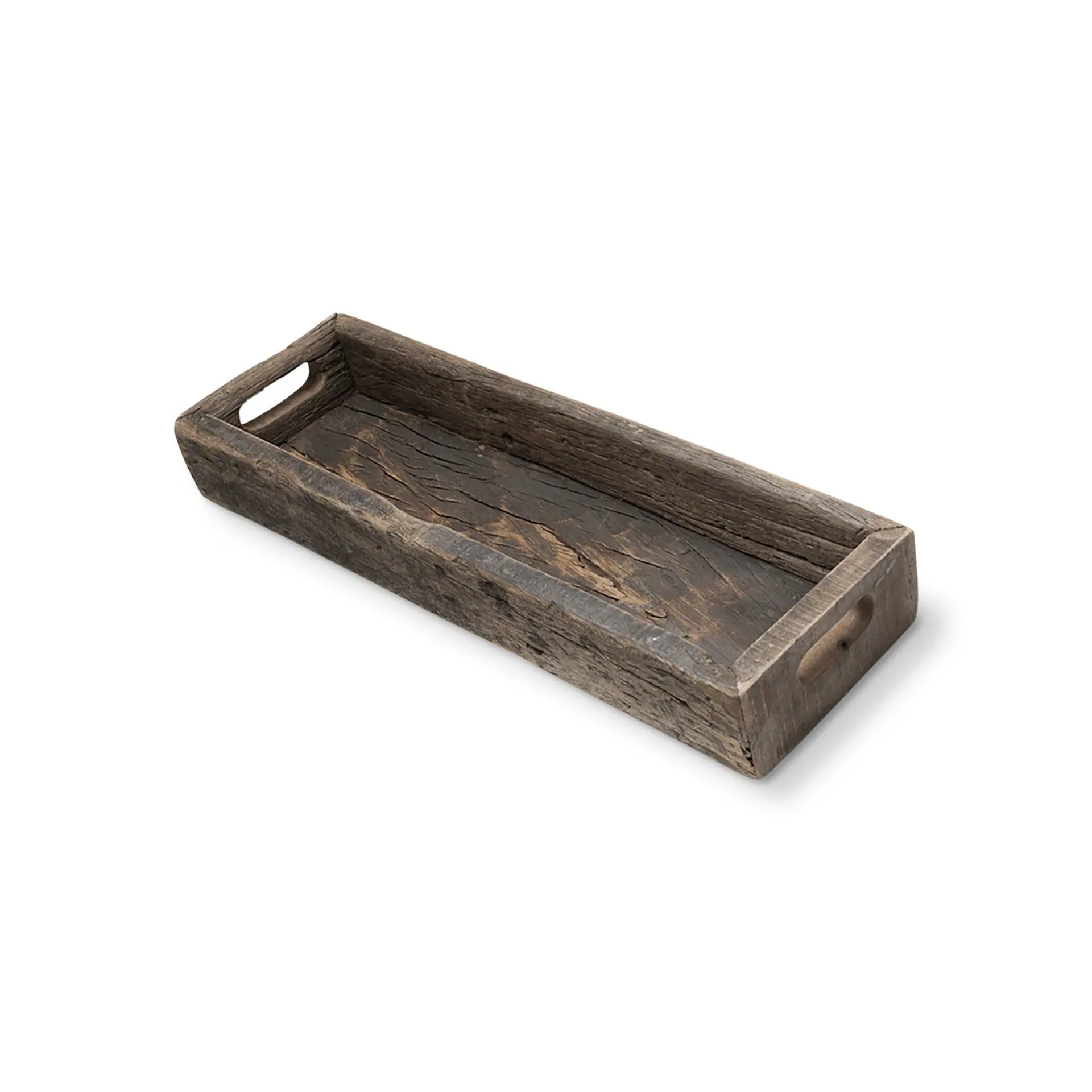 24" Brown Wood Indoor Outdoor Tray With Handles Homeroots Kitchen & Dining