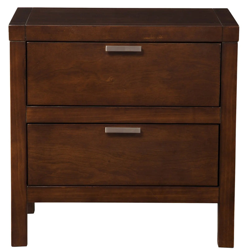 24" Brown Wood Two Drawer Nightstand Homeroots Bed & Bath