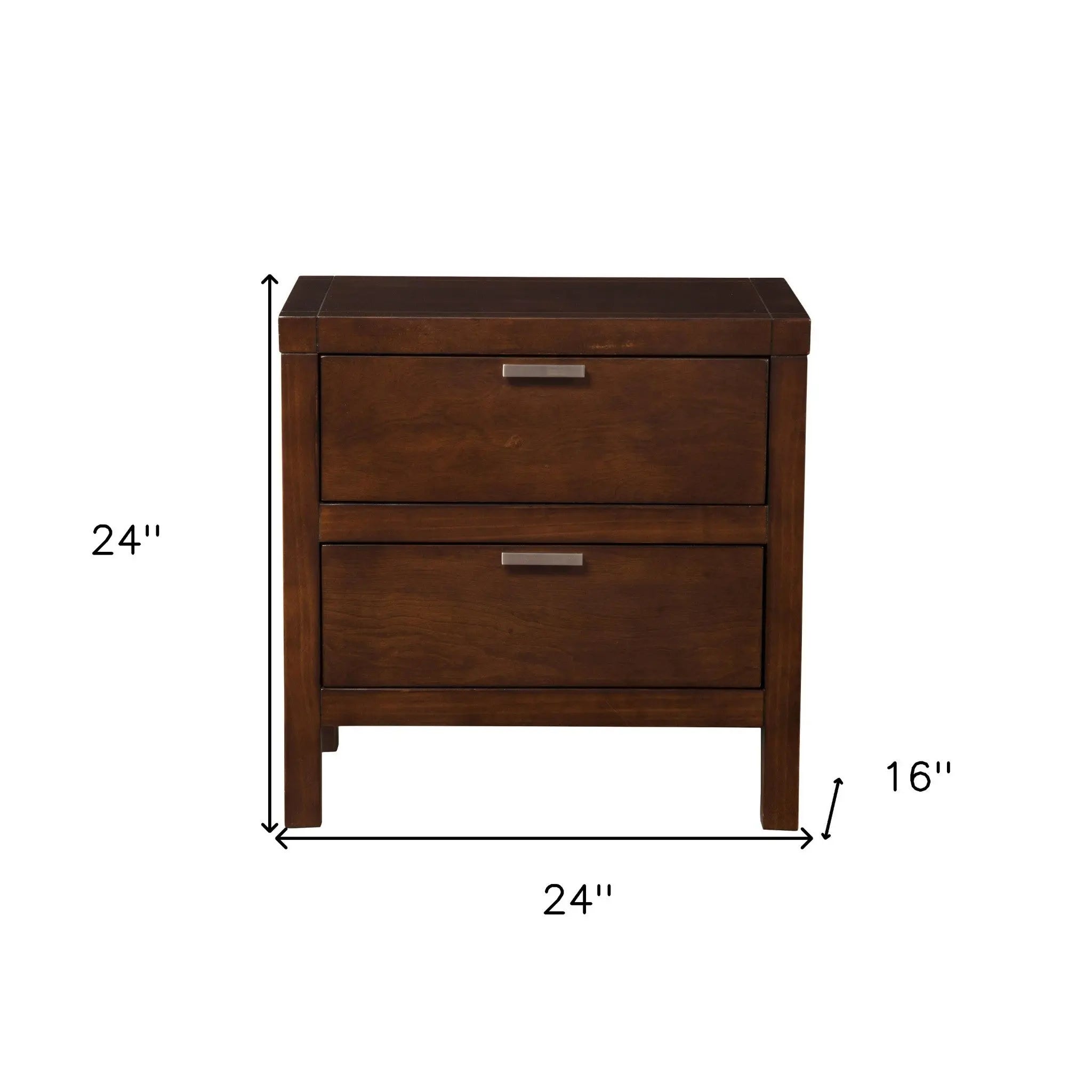 24" Brown Wood Two Drawer Nightstand Homeroots Bed & Bath