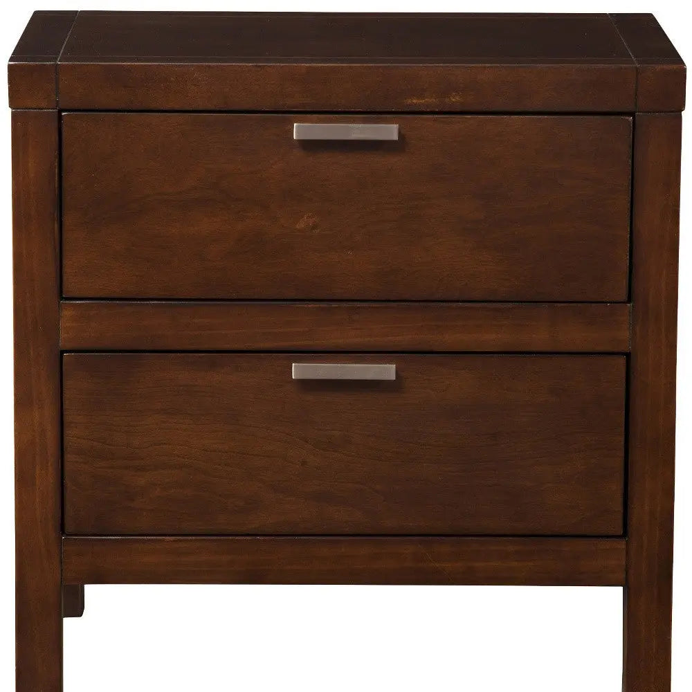 24" Brown Wood Two Drawer Nightstand Homeroots Bed & Bath