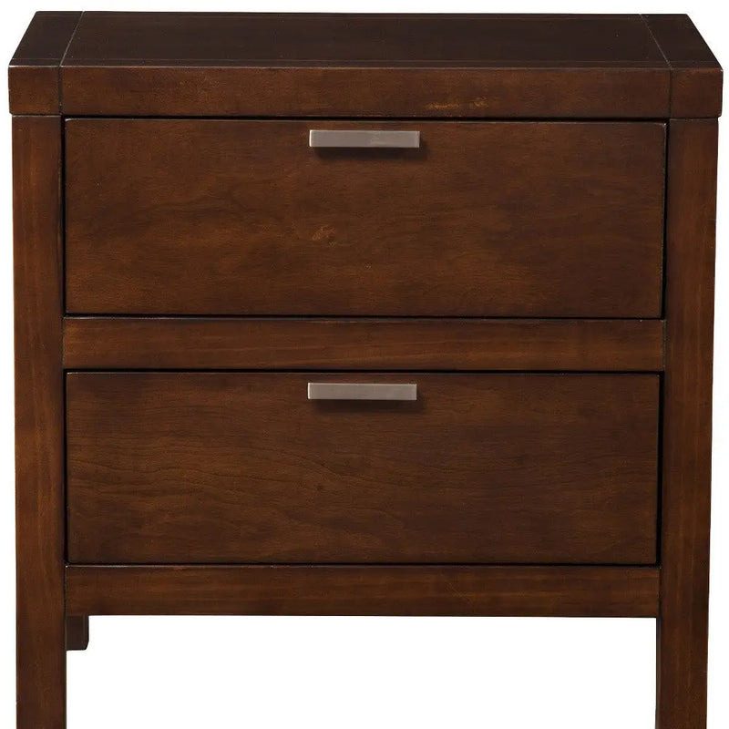 24" Brown Wood Two Drawer Nightstand Homeroots Bed & Bath