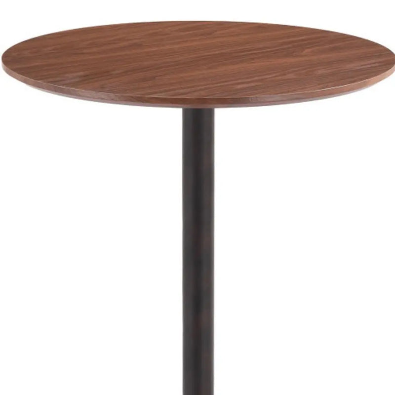 24" Brown and Black Wood and Steel Rounded Bar Table Homeroots Living Room