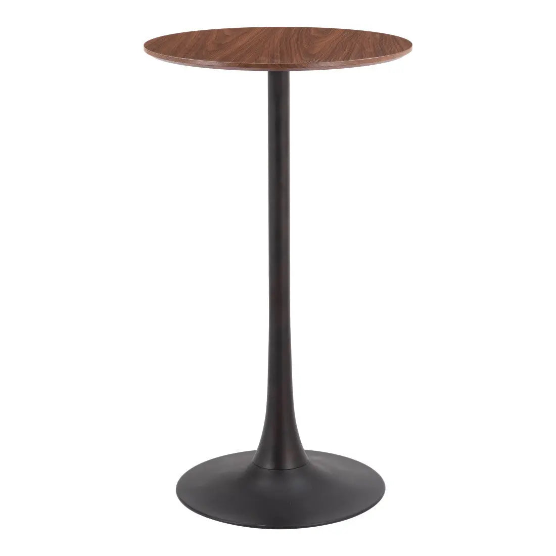 24" Brown and Black Wood and Steel Rounded Bar Table Homeroots Living Room