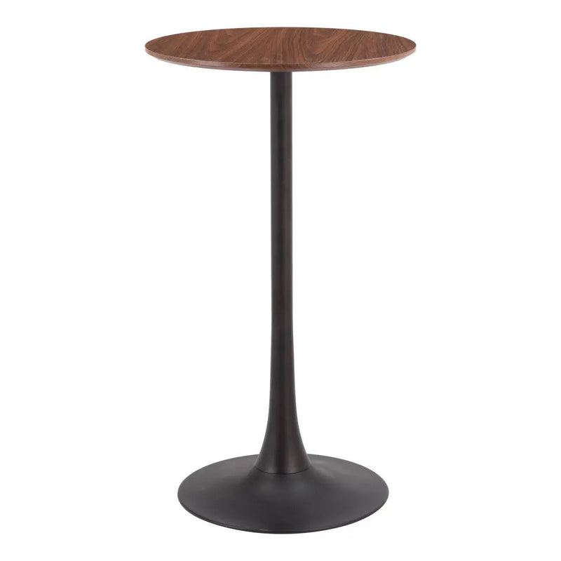 24" Brown and Black Wood and Steel Rounded Bar Table Homeroots Living Room