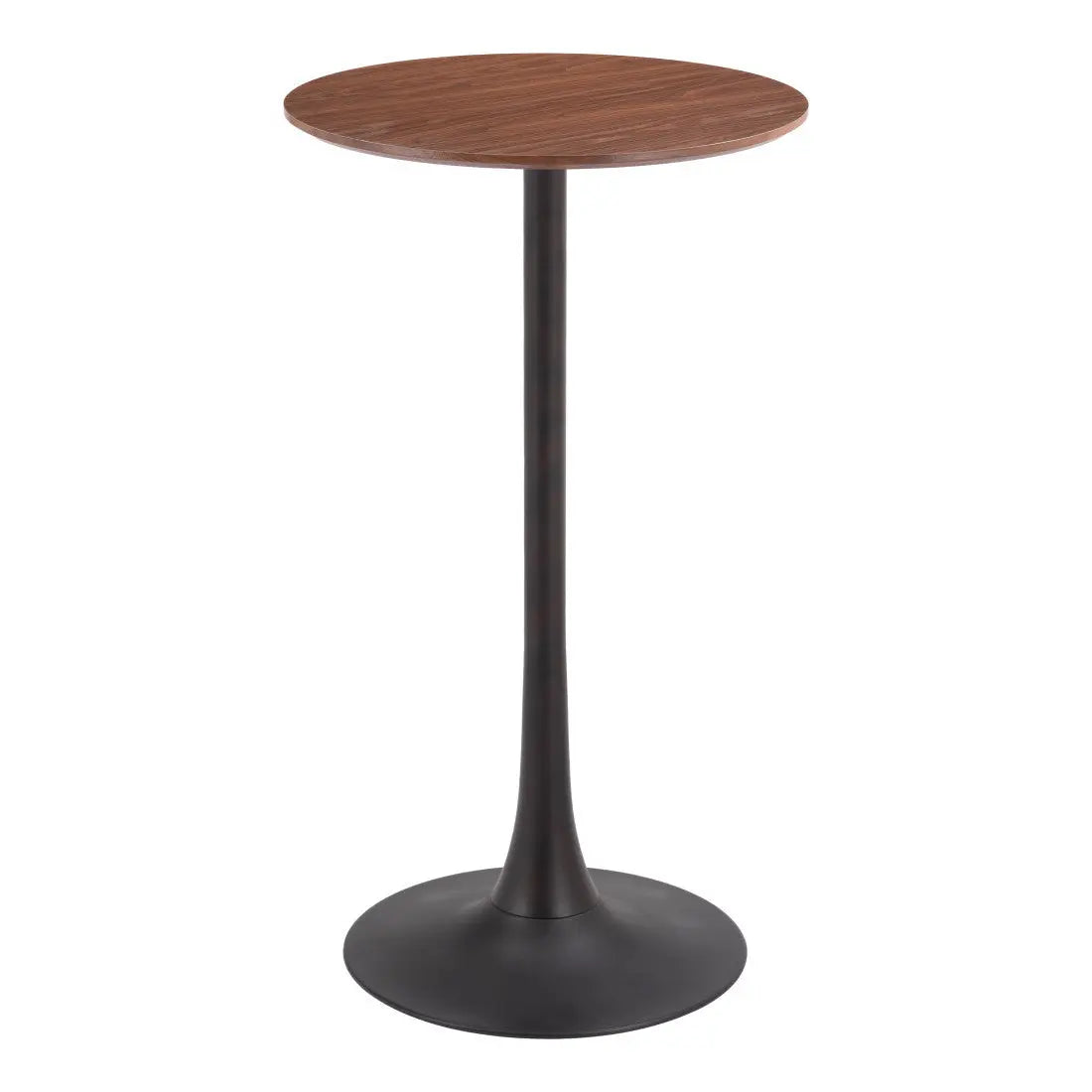 24" Brown and Black Wood and Steel Rounded Bar Table Homeroots Living Room