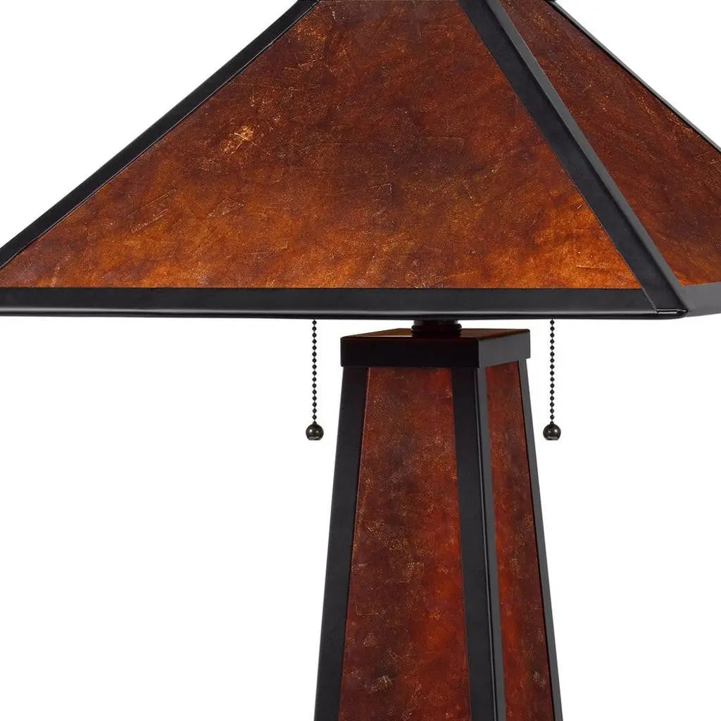 24" Burnt Orange Metal Two Light Table Lamp With Amber Square Shade Homeroots Lighting