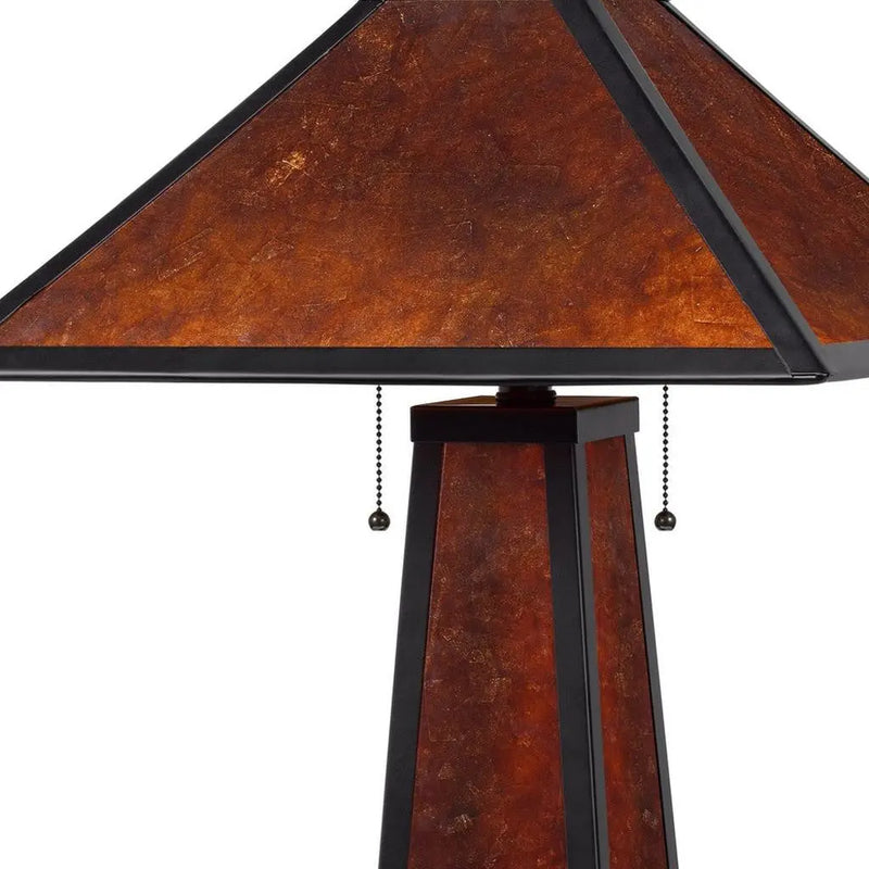 24" Burnt Orange Metal Two Light Table Lamp With Amber Square Shade Homeroots Lighting