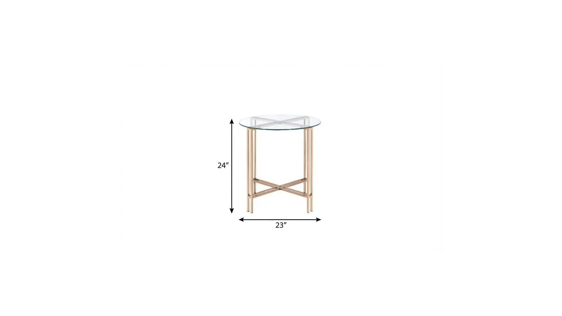 24" Champagne And Clear Glass And Metal Round End Table Homeroots Living Room