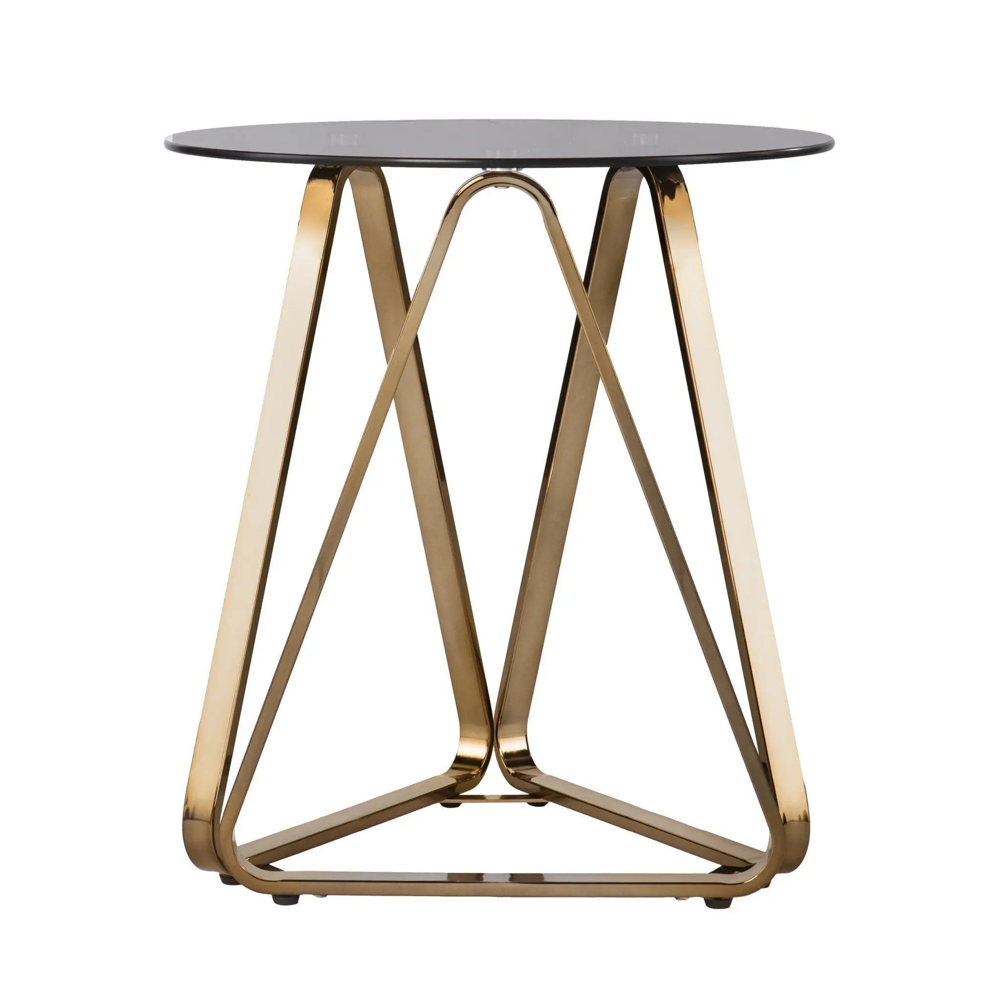 24" Champagne Glass And Iron Round End Table Homeroots Living Room
