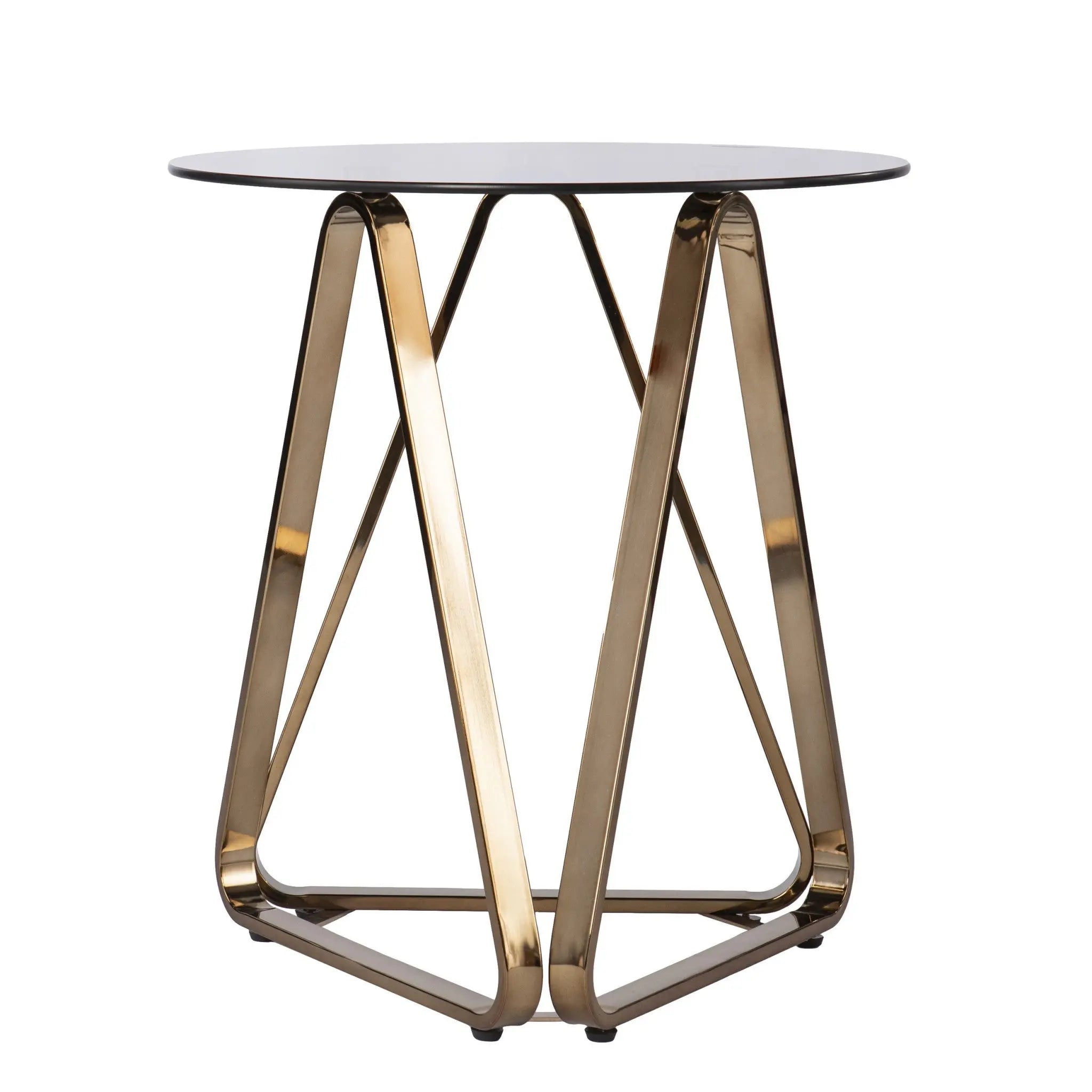 24" Champagne Glass And Iron Round End Table Homeroots Living Room