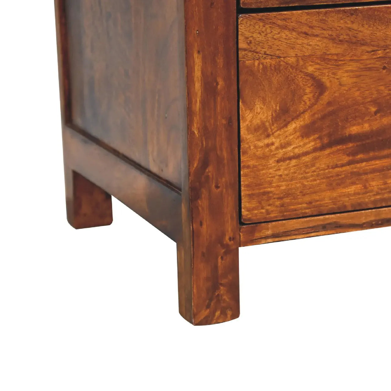 24" Chestnut Solid Wood Three Drawer Nightstand Homeroots Bed & Bath
