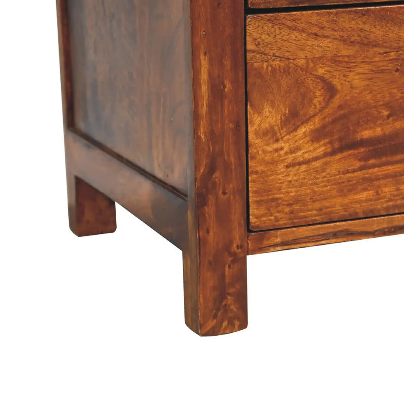 24" Chestnut Solid Wood Three Drawer Nightstand Homeroots Bed & Bath
