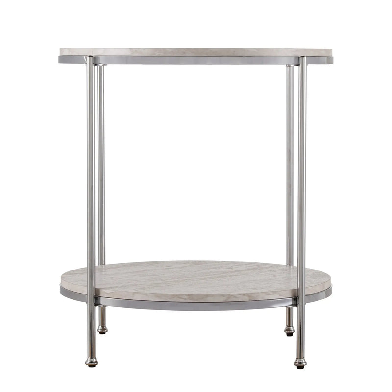 24" Chrome Manufactured Wood And Iron Rectangular End Table With Shelf Homeroots Living Room