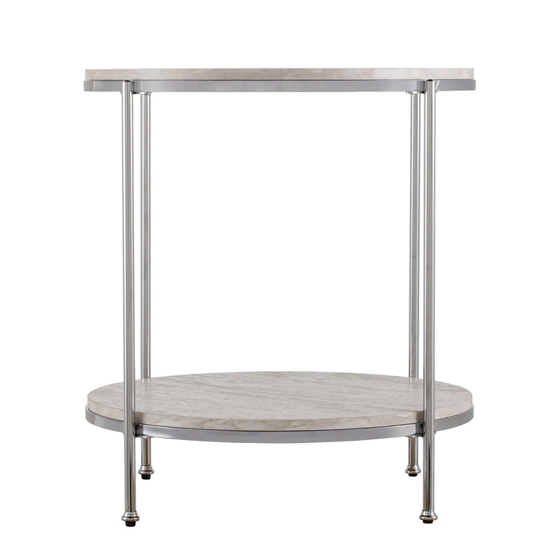 24" Chrome Manufactured Wood And Iron Rectangular End Table With Shelf Homeroots Living Room