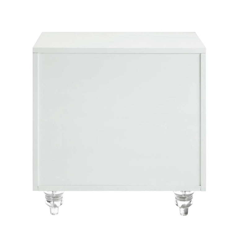 24" Clear And White Wood Mirrored End Table With Three Drawers Homeroots