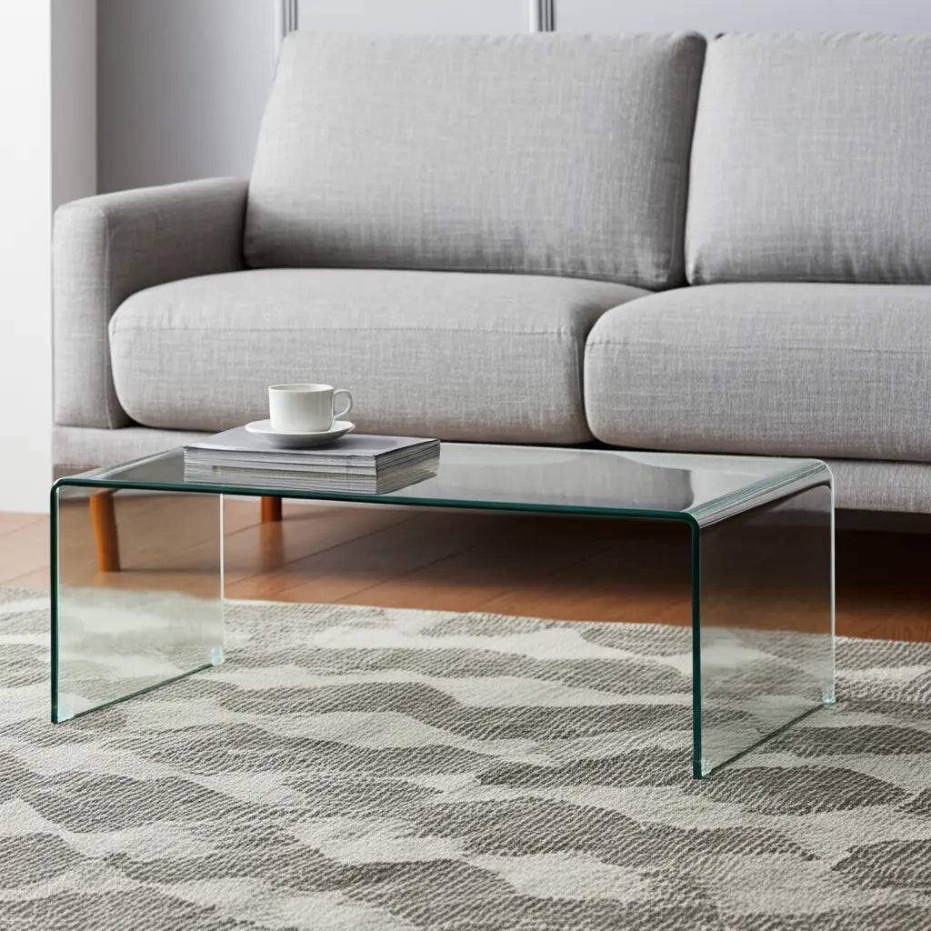 24" Clear Glass Sled Coffee Table Homeroots Living Room