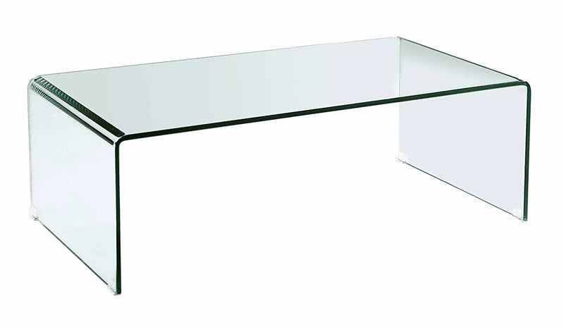 24" Clear Glass Sled Coffee Table Homeroots Living Room