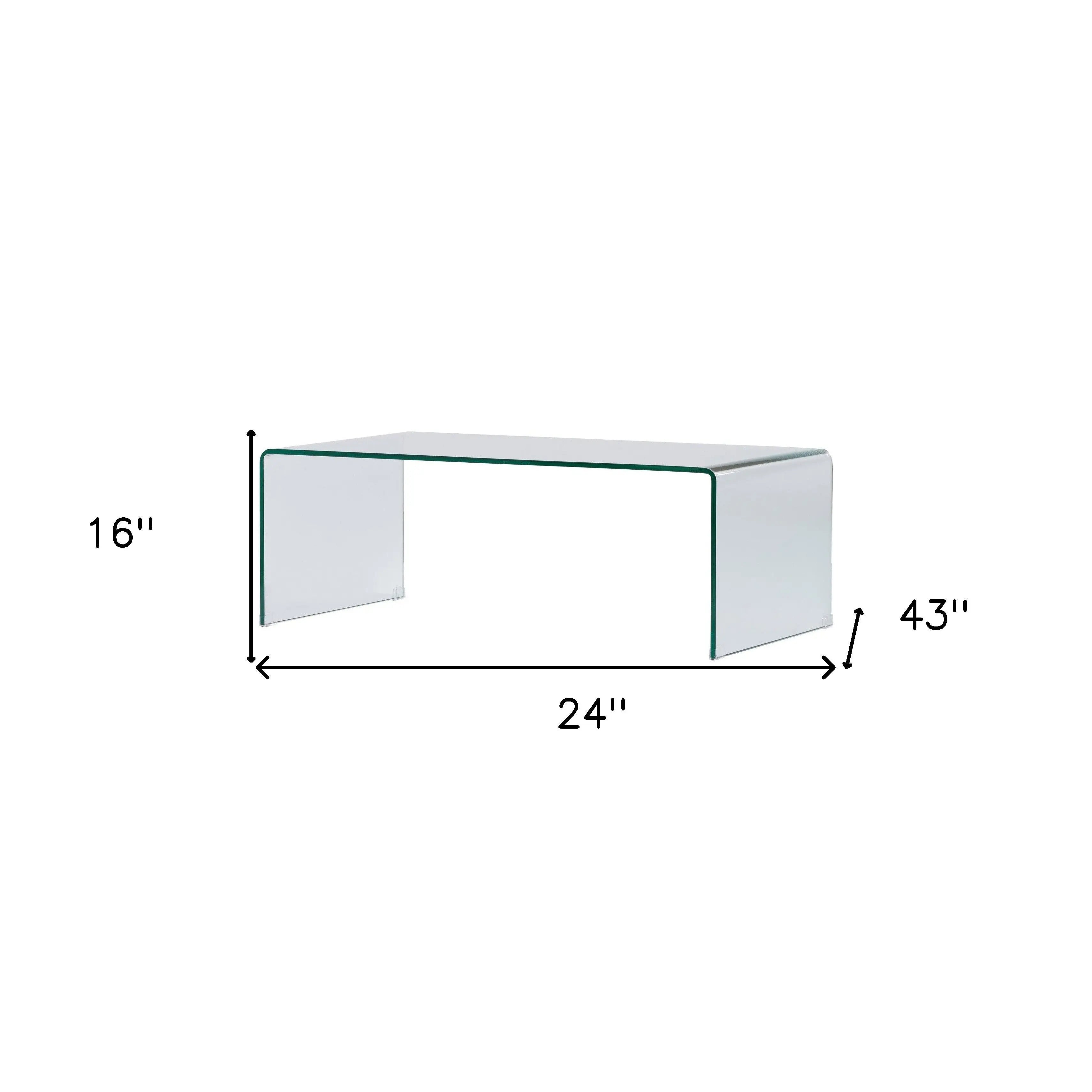 24" Clear Glass Sled Coffee Table Homeroots Living Room