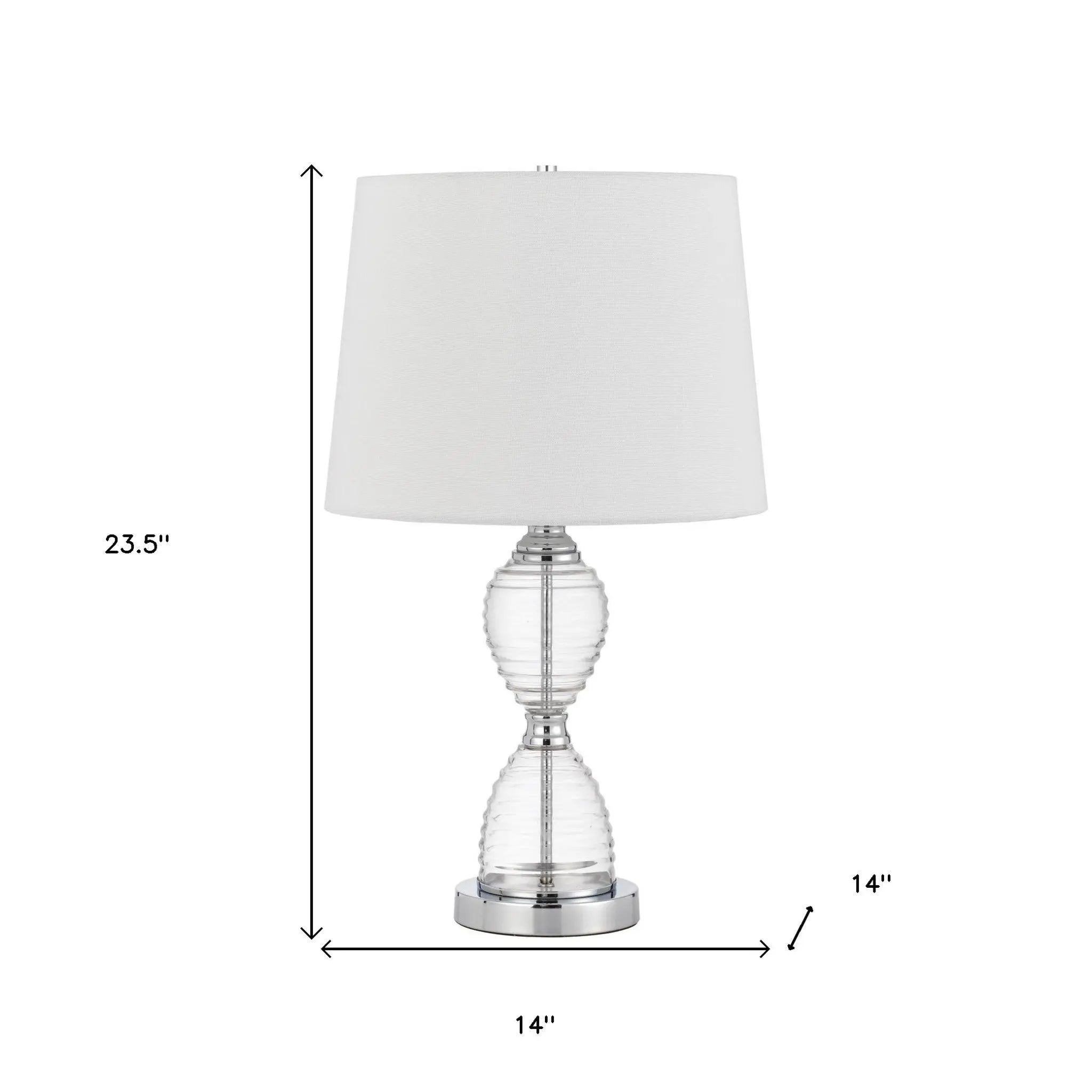 24" Clear Metal Table Lamp With White Empire Shade Homeroots Lighting