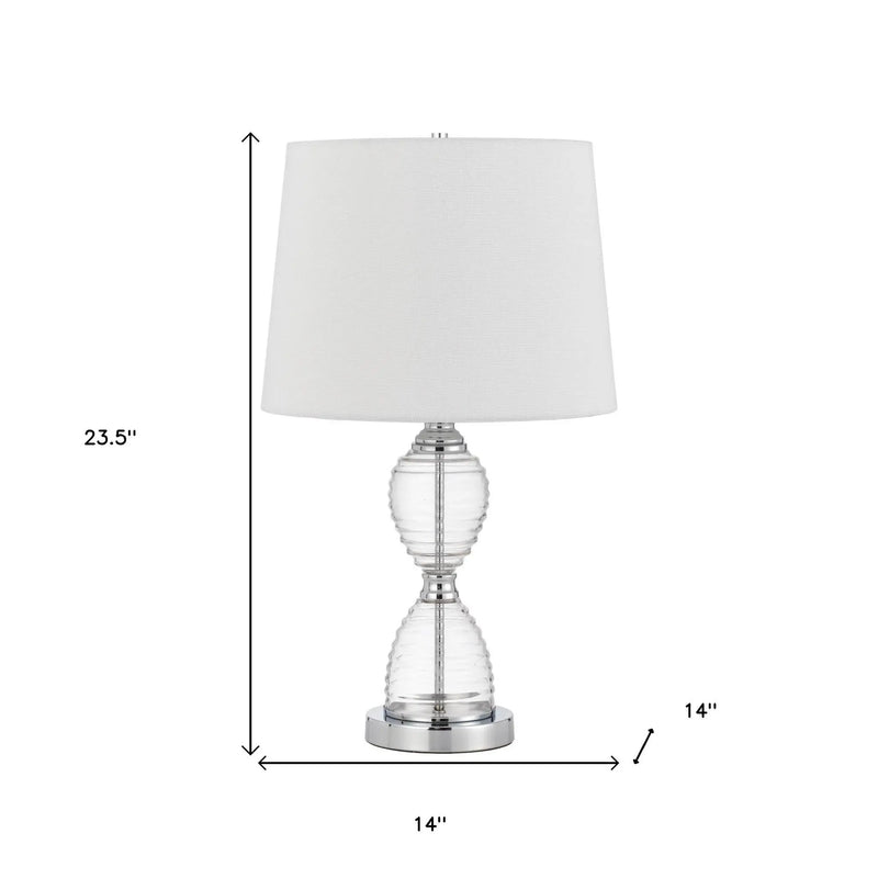 24" Clear Metal Table Lamp With White Empire Shade Homeroots Lighting
