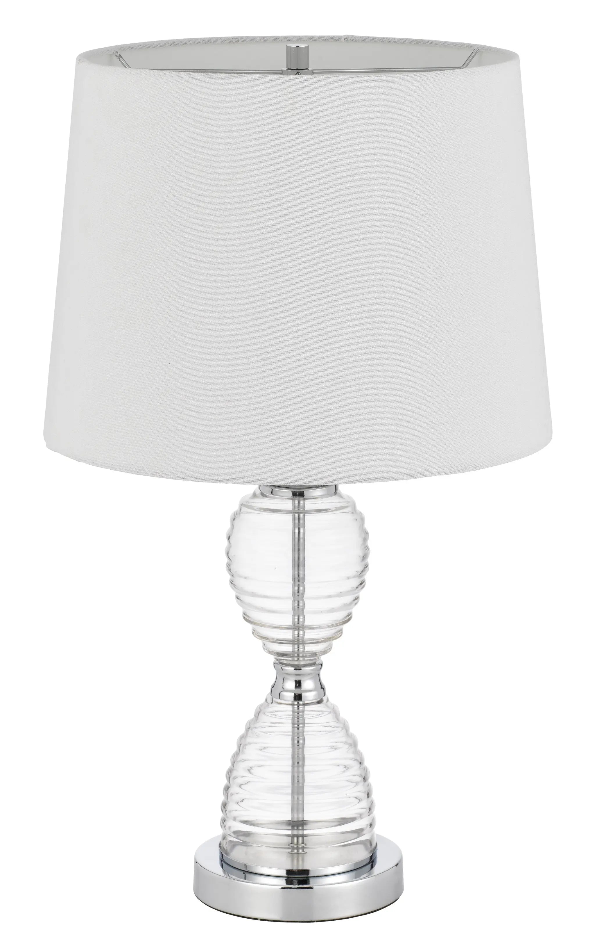 24" Clear Metal Table Lamp With White Empire Shade Homeroots Lighting