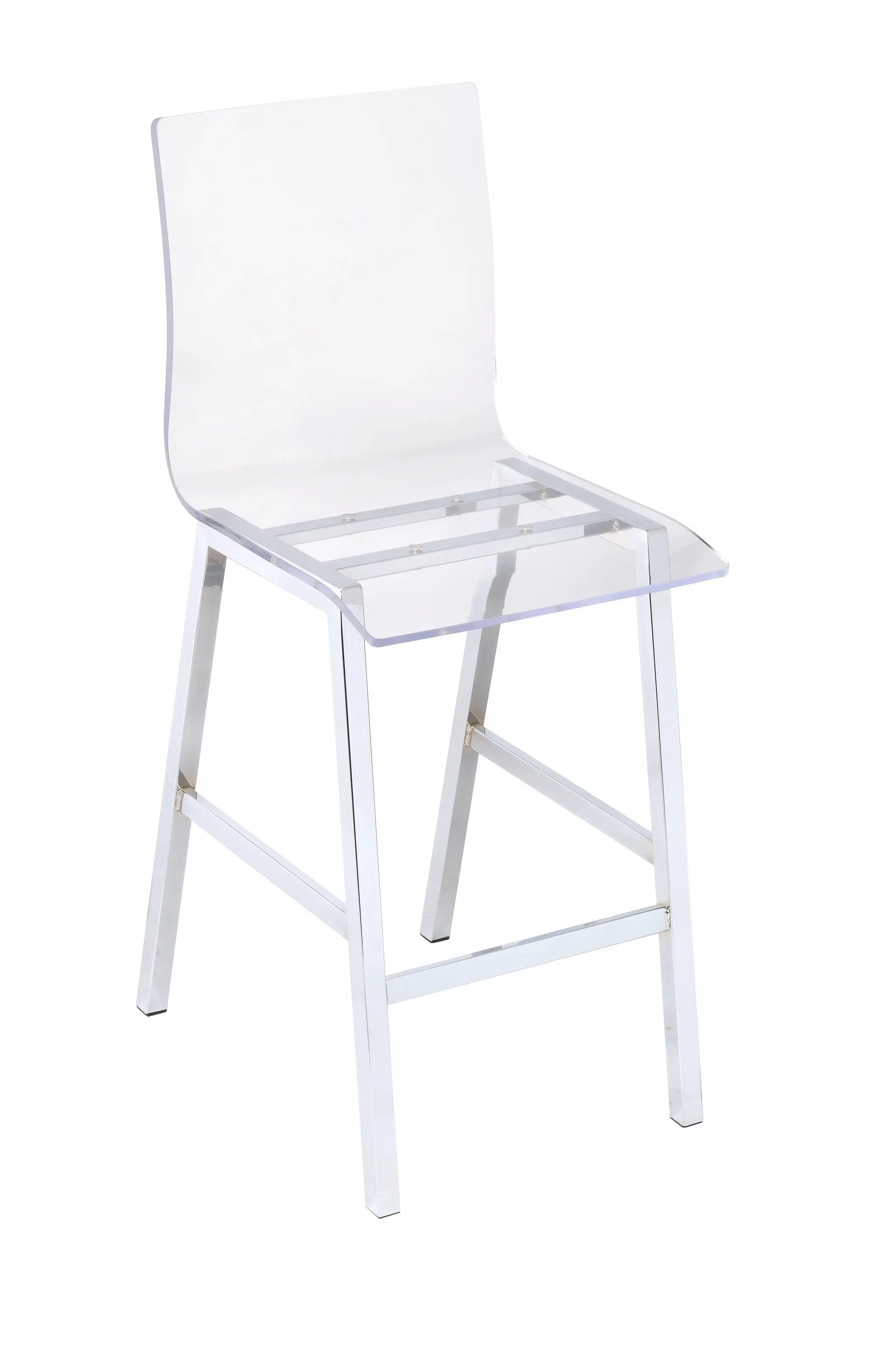 24" Clear and Silver Acrylic and Metal Counter Height Bar Chair Homeroots