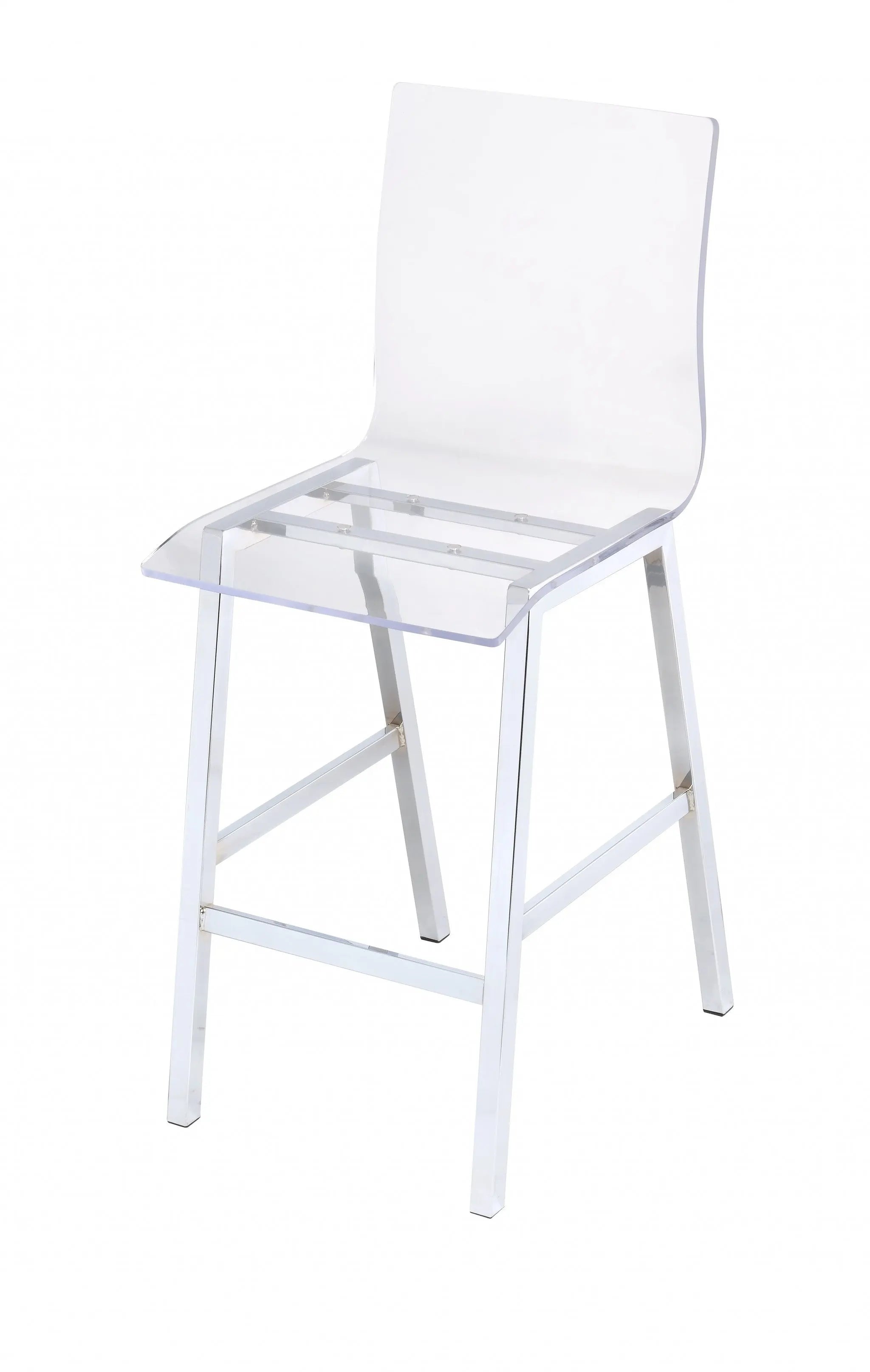 24" Clear and Silver Acrylic and Metal Counter Height Bar Chair Homeroots