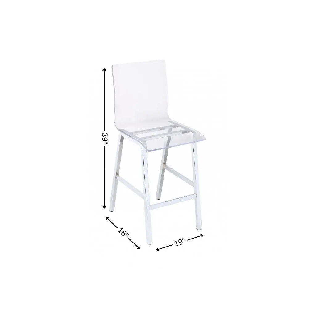 24" Clear and Silver Acrylic and Metal Counter Height Bar Chair Homeroots