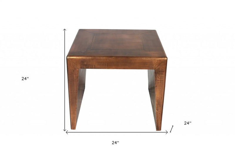 24" Copper Wood and Metal Square End Table Homeroots Living Room