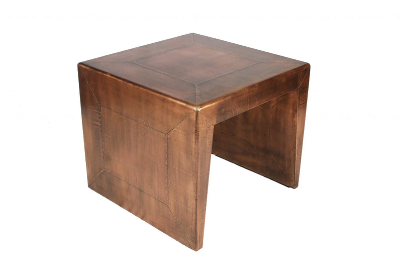 24" Copper Wood and Metal Square End Table Homeroots Living Room