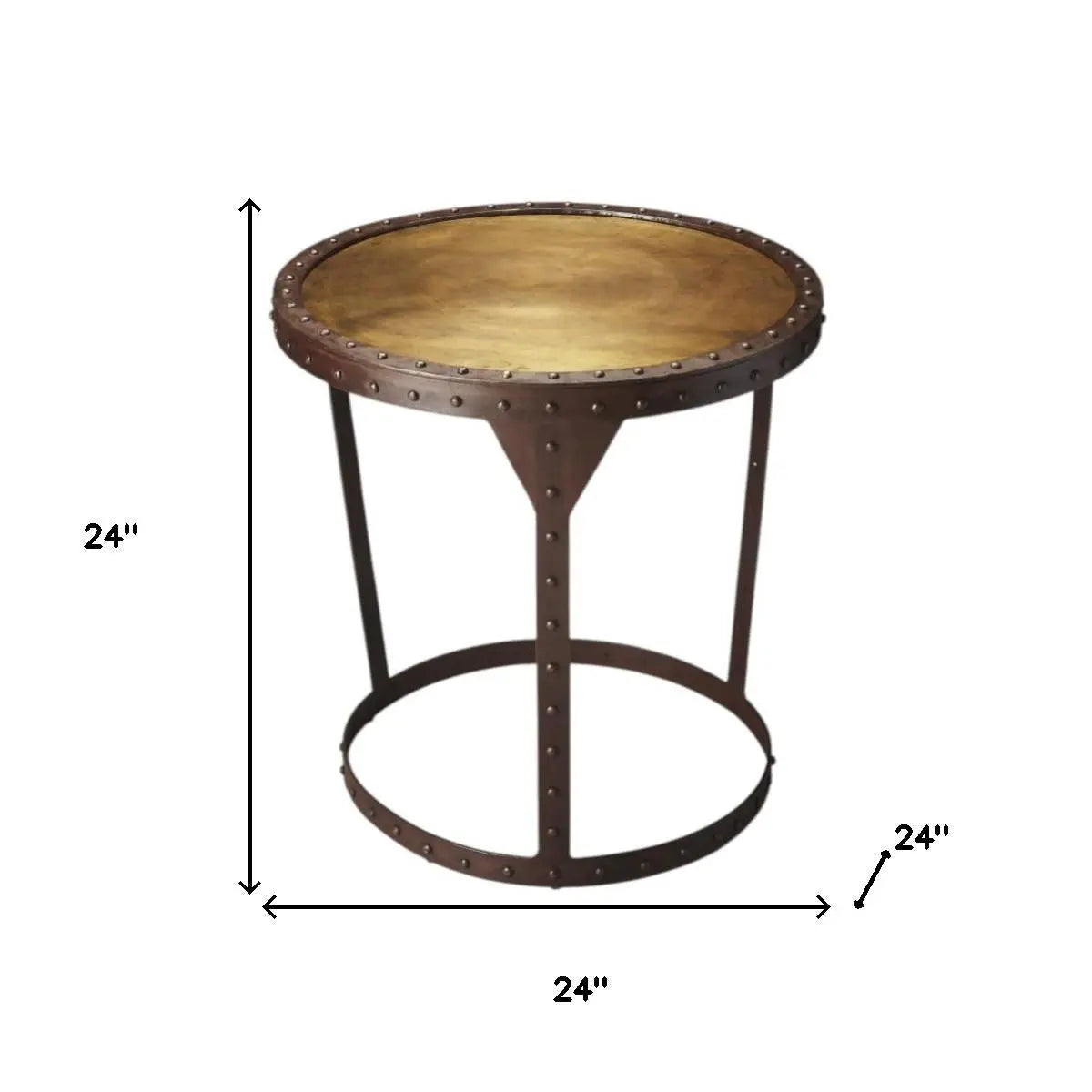 24" Copper and Bronze Metal Round Pedestal End Table - GreatEagleInc