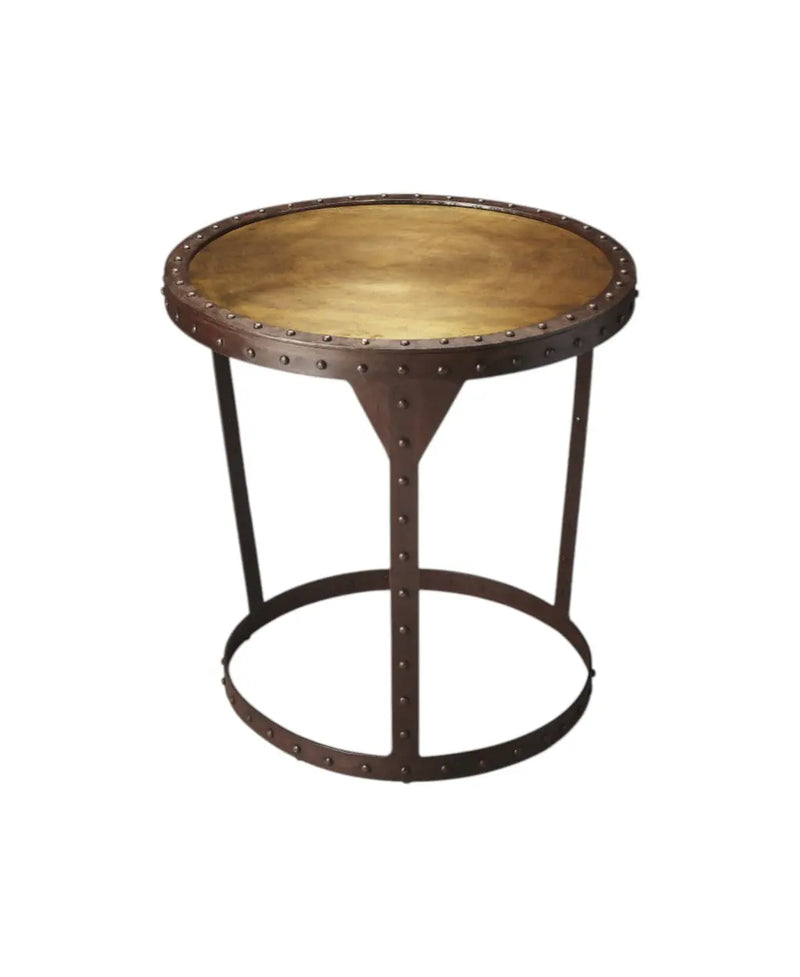 24" Copper and Bronze Metal Round Pedestal End Table - GreatEagleInc