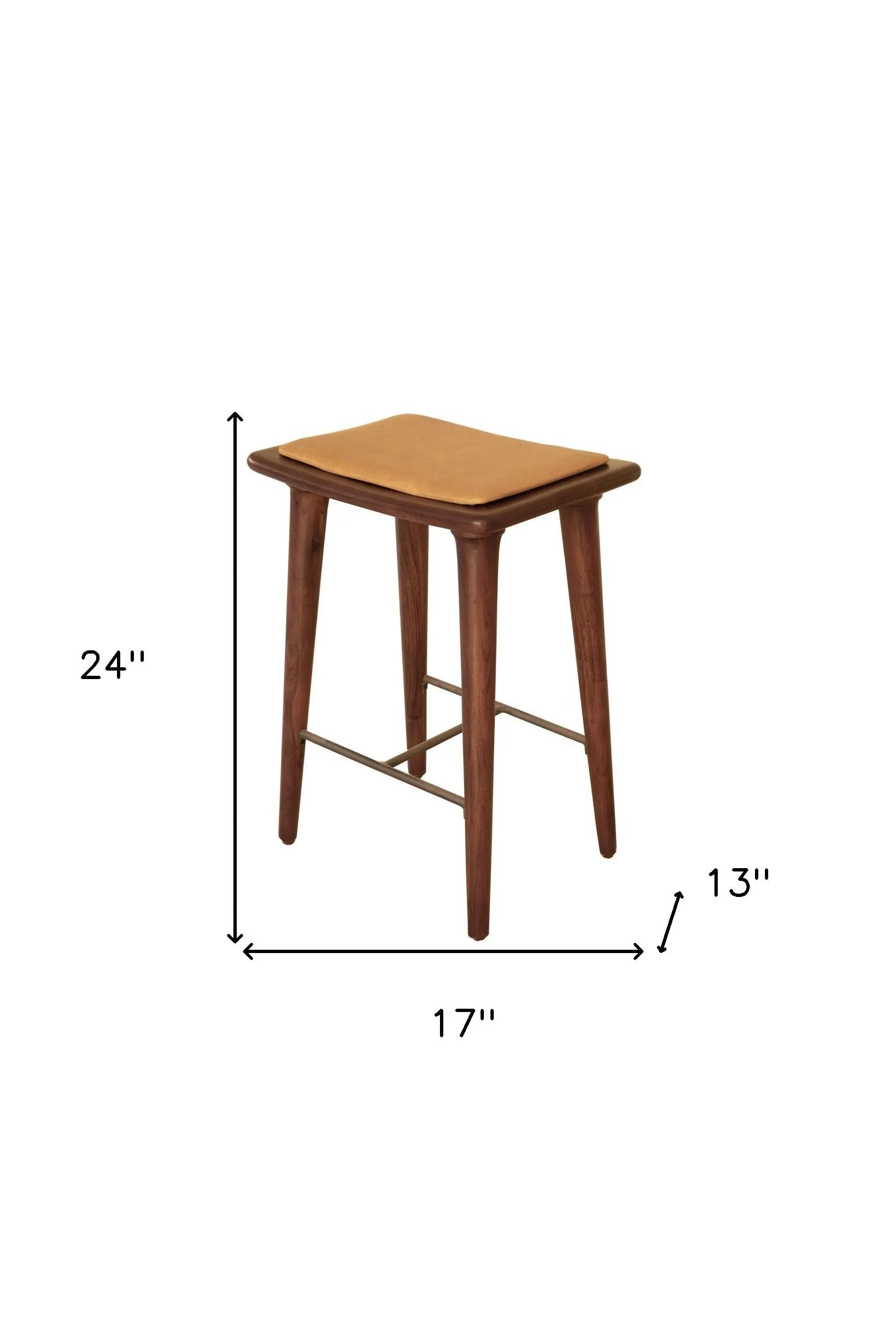 24" Cream And Brown Solid Wood Backless Counter Height Bar Chair Homeroots Living Room