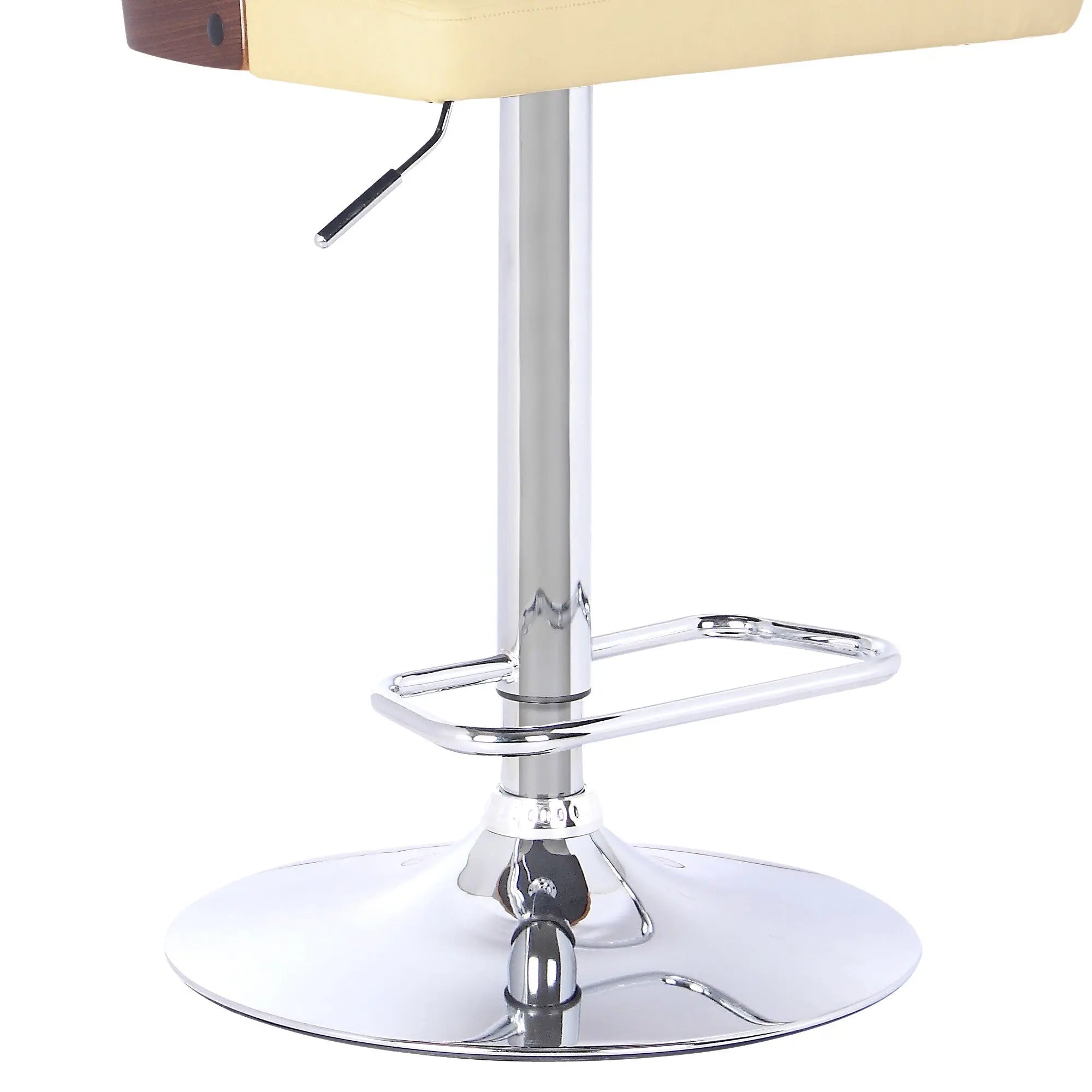 24" Cream And Silver Faux Leather And Iron Low Back Adjustable Height Bar Chair - GreatEagleInc