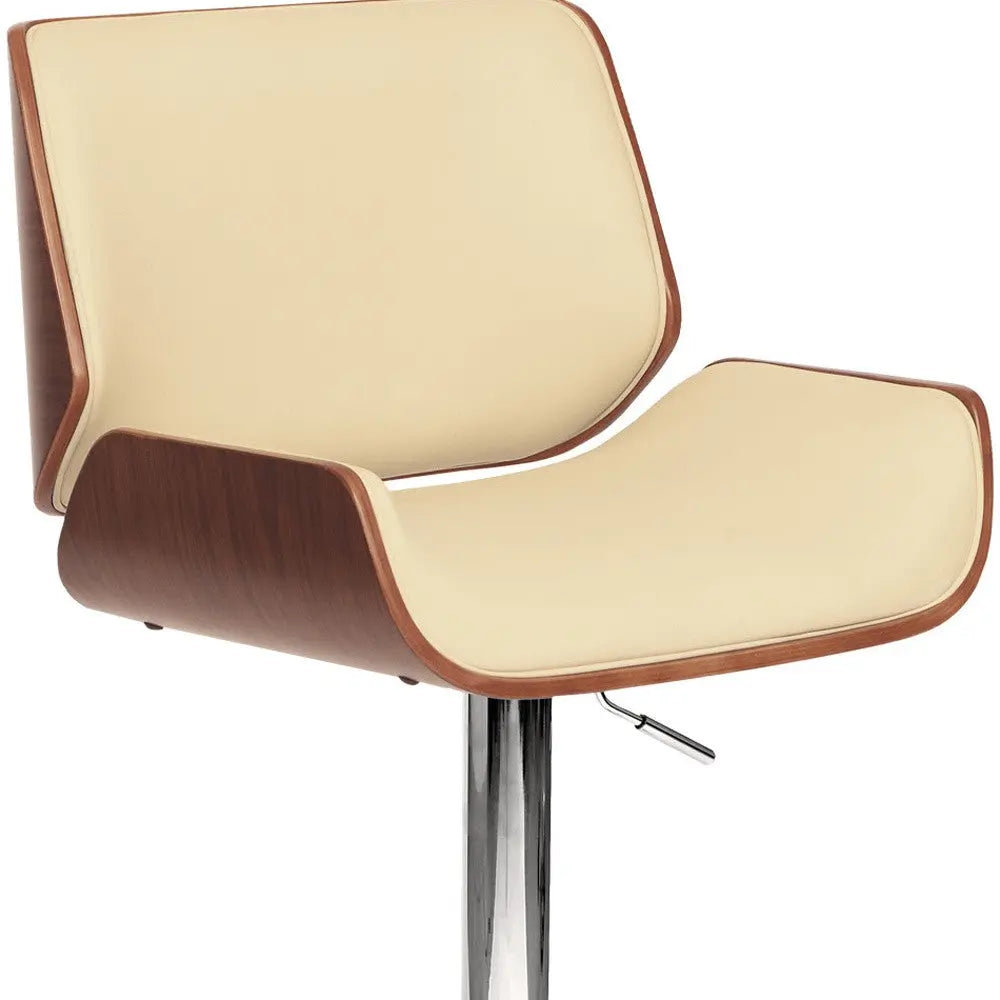 24" Cream And Silver Iron Swivel Low Back Adjustable Height Bar Chair Homeroots Living Room