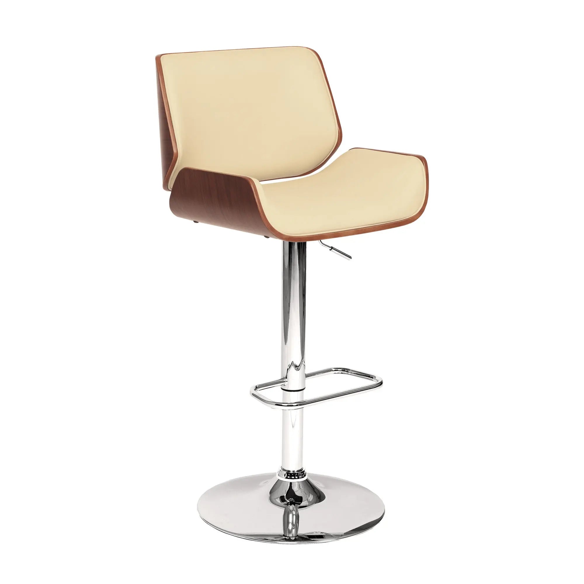24" Cream And Silver Iron Swivel Low Back Adjustable Height Bar Chair Homeroots Living Room