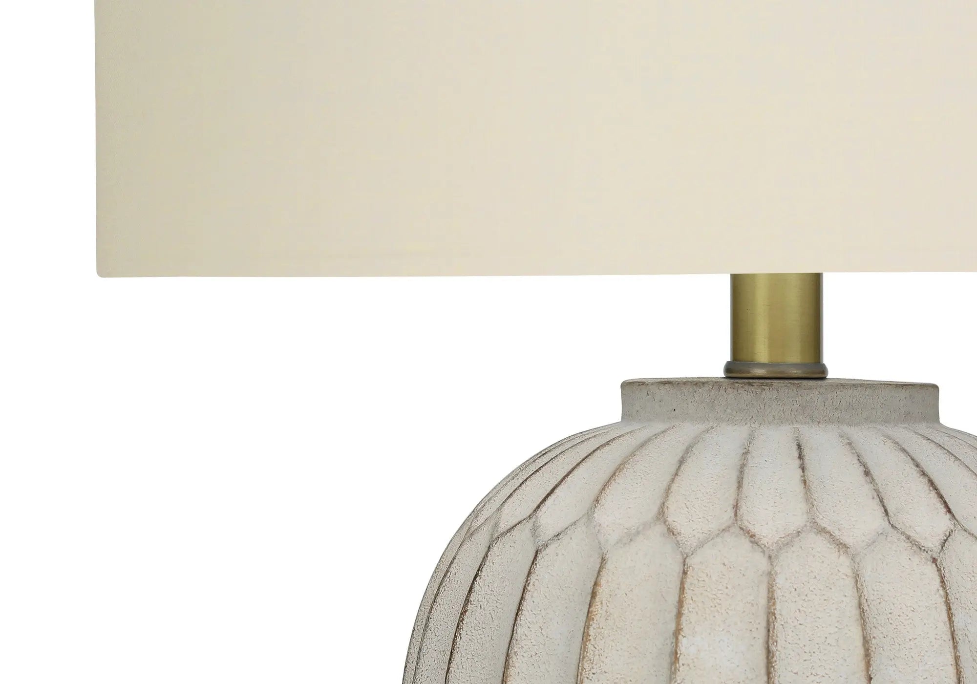 24" Cream Geometric Table Lamp With Cream Drum Shade Homeroots Lighting