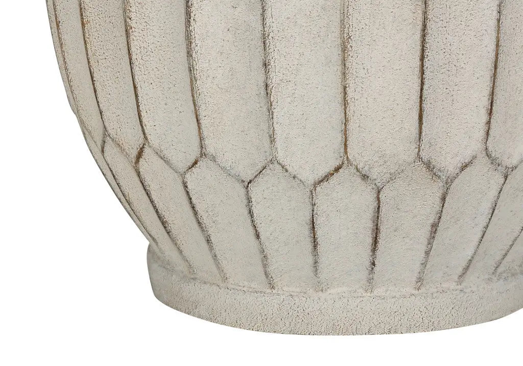 24" Cream Geometric Table Lamp With Cream Drum Shade Homeroots Lighting