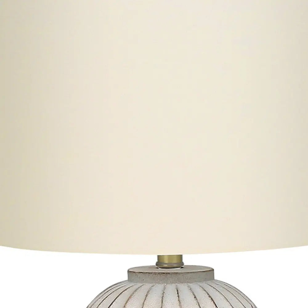 24" Cream Geometric Table Lamp With Cream Drum Shade Homeroots Lighting