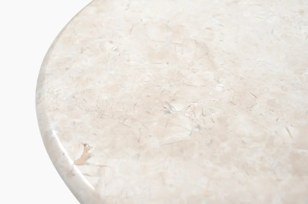 24" Cream Marble Round Pedestal End Table Homeroots Living Room