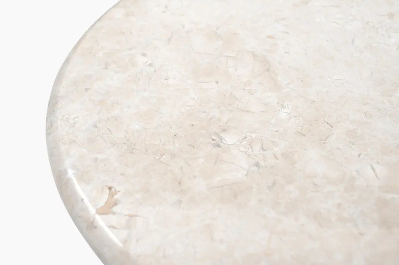 24" Cream Marble Round Pedestal End Table Homeroots Living Room